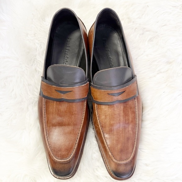 Paul Fredrick Men’s Leather Loafers Made in Italy Brown & Black Size 13